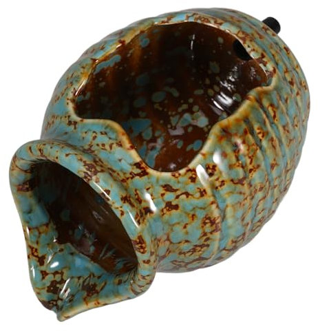 GANAZONO Fontaine en Pot Céramique à Circulation d'eau pour Jardin Et Intérieur, Mini Pot Écologique, Couleur Vert Changeant, Décoration Extérieure Cascade Naturelle sans Pompe