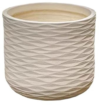 MENGLI-2024 Pot de Fleurs d'intérieur Pot de Fleurs sur Pied en Argile de magnésium, jardinière de Grand Calibre à Motif d'ondulation, for Salon, Salon, conteneur de Plantes de Jardin Pot de Fleurs