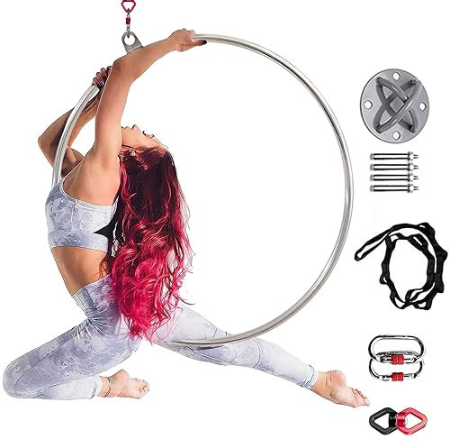 ZGYOZMNG Aerial Hoop, Aerial Ring Set, Single Point Aerial Hoop, Edelstahl Hoop, Hoop, Zirkus Aerial Equipment, für Akrobatik-Performance, Aerial Fitness (A Durchmesser 80cm)