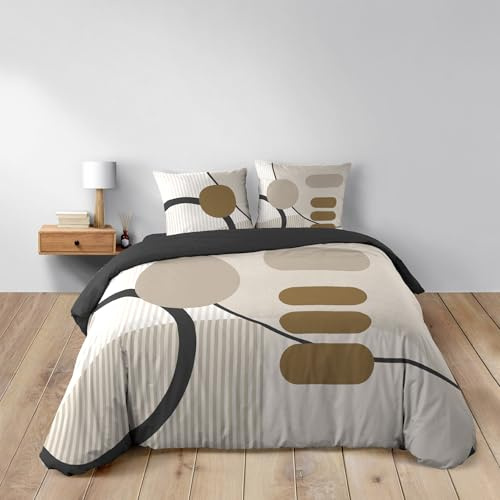 Douceur d'Intérieur, 3-teiliges Bettwäsche-Set (240 x 220 cm) Santana, Natur, 100% Baumwolle