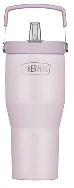 Thermos REFRESHING SERIES Isolier-Trinkbecher 0,85l, lavendel matt, Tumbler mit Flip-Strohhalm und Griff für unterwegs, Arbeit oder zu Hause, geschmacksneutraler doppelwandiger Edelstahl