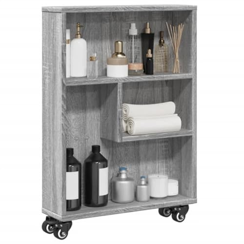QZZCED Aufbewahrungswagen Schmal Grau Sonoma Büroregal Bücherregal für Büro 48x13x68 cm Holzwerkstoff