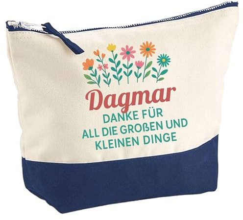 Große Kosmetiktasche Danke Dagmar – Schminktäschchen Make-up & Kulturtasche aus Baumwolle 5L – Geschenkidee Muttertag Geburtstag Schwester Weihnachten