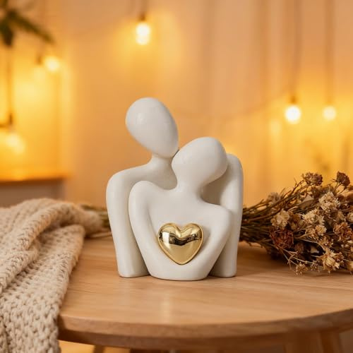 AOOGON Mini-Pärchenfigur aus Keramik, Romantisches Geschenk für sie zum Hochzeitstag oder Valentinstag, Dekoration für den TV-Ständer