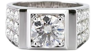 Eheringe 585 Echtgold, Eheringe Mann Moissanit 3ct Runden Verlobungsring 14 Karat Weißgold Größe 65 (20.7)