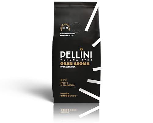 Pellini Gran Aroma Caffè Macinato Espresso, 100% Arabica, 185g | Delicato e Aromatico, Note Floreali, Tostatura Lenta, Espresso Italiano Dolce e Raffinato, Valvola Salvafreschezza