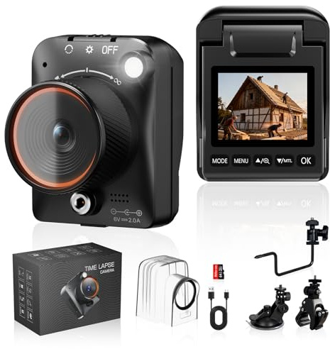 Zeitraffer Kamera Outdoor 1296P MP4-Videos und 48MP-Fotos, 180 Tage Aufnahme Time Lapse Kamera mit LED-Licht, Timelapse Camera für Baustellen, Pflanzen, Gartenarbeit, Kochen, Sonnenuntergänge (64GB)