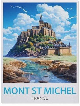 Mont St. Michel France Vintage Travel Poster，Paper Jigsaw Puzzle 1000 Pieces Adult Toys Decompression Game（26x38cm）-AP37