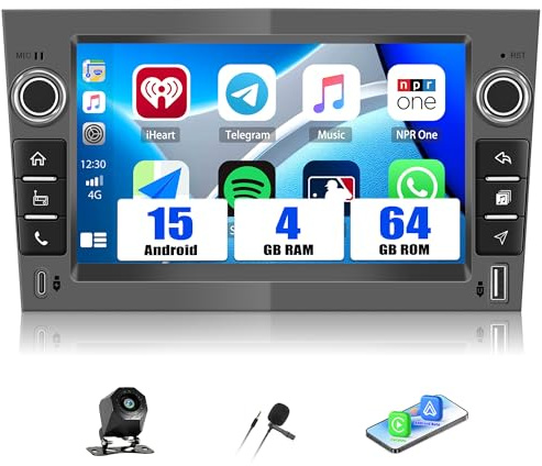 SIXWIN 4+64G Android 15 Autoradio per Opel Corsa d/Astra h/Zafira b/Meriva con Carplay/Android Auto/Mirrorlink, 7'' Touchscreen Schermo con WiFi GPS Bluetooth 5.0 FM/RDS EQ Telecamera(Grigio)