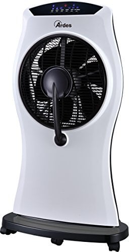 Ardes AR5M50 Marilyn Ventilatore Box Con Umidificatore e Inizzatore Base Con Ruote 6 Pale 30 Cm 3 Livelli di Velocità Con Timer e Telcomando Bianco Nero
