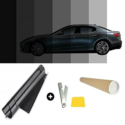 Stickerslab – Lámina de oscurecimiento para cristales de automóvil de elevada opacidad - Antiarañazos - VLT 5% - Color negro (súper oscuro) - Medidas 50 x 300 cm 50cm x 300cm