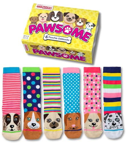United Oddsocks - Box 6 Oddsocks Women Pawsome, UK 4-8, EUR 37-42, US 6.5 -10.5, Multicoloured