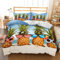 Treer Bettwäsche 3 Teilig, 3D Bedding Bedrucktes Mikrofaser mit Reißverschluss Bettbezug und Kopfkissenbezüge Bequem Weich Haltbar Bettwäsche-Set (135x200cm,Ananas)