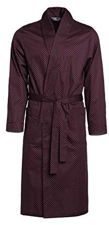 Herren Morgenmantel Revise Guido RE-504 - Elegant - 100% Baumwolle - Dunkelblau - Rot C7 - Gr. 3XL