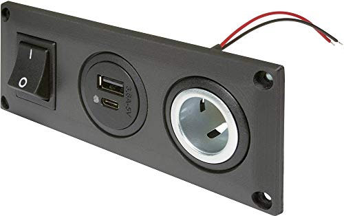ProCar Einbausteckdose mit USB-C/A Doppelsteckdose schaltbar + 1 Powersteckdose Belastbarkeit Strom max.=20 A 12 V, 24