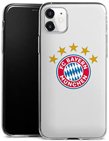 Slim Case kompatibel mit Apple iPhone 11 Silikon Handyhülle transparent Hülle extra dünn FC Bayern München FCB Sterne