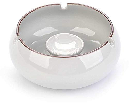 1 x modischer Keramik-Aschenbecher, rund, Keramik, Tabak-Aschenbecher, Weiß