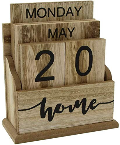 FuTaiKang Tischkalender aus Holz zum Aufklappen – Ewiger Tischkalender, Woche, Monat, Datum, Anzeige für Zuhause, Büro, Dekoration