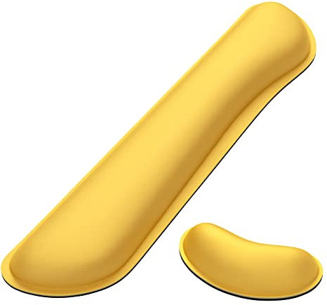 Dapesuom Enlarge Keyboard Wrist Rest Pad,Memory Foam Set Wrist Cushion Support for Easy Typing & Pain Relief,Mouse Wrist Pad,Anti-Slip Wrist Support for Gaming,Computer, Laptop, Office,Apricot Yellow