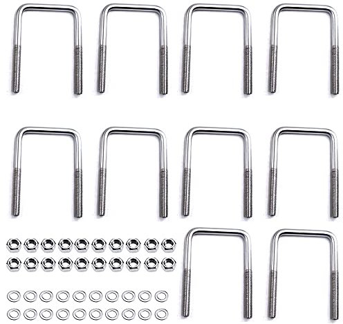 Rayong 10 Stück U-Schrauben Schellen M6 80 x 50 mm Quadratische U-Bolzen 6mm Edelstahl U Bügelschraube für Abschleppen von Autos und Schiffen Reparatur von Pipelines