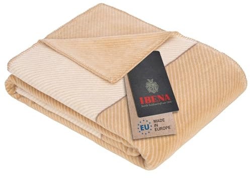 Ibena Austin Kuscheldecke 150x200 cm - beige Decke, Pflegeleichte und kuschelweiche Baumwollmischung
