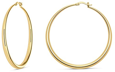 MILLA 14K Gold Hoop Earrings For Women, Silver Hoop Earrings & Rose Gold Earrings with Graduated Curvature, Yellow Gold, No Gemstone