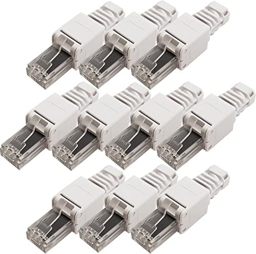 10x RJ45 CAT6 Connectors & Boots –Tool-less Colour Coded Easy Wiring – Ethernet Plugs – Network Data Router Replacement Cable Ends – Quality Strong Construction