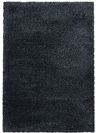 Giantore Teppich 120 x 170 cm Anthrazit 50 mm Hochflor/Flauschiger Teppich aus hochwertigem Polypropylen/Teppich flauschig als Schlafzimmer, Kinderzimmer oder Wohnzimmerteppich