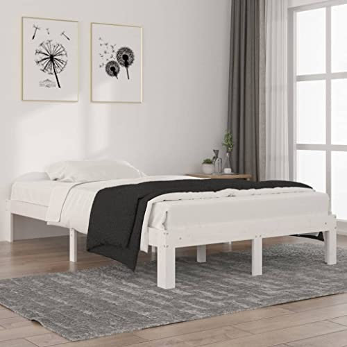 vidaXL Massivholzbett Bettgestell mit Lattenrost Bett Holzbett Bettrahmen Doppelbett Schlafzimmerbett Schlafzimmermöbel Weiß Kiefer 120x200cm