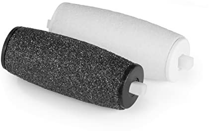 VITALmaxx Ersatzrollen Set 4 tlg. für den elektrischen Hornhautentferner | 2 grobe und 2 feine Rollen für feines Abtragen von Hornhaut und Schwielen | [weiß/schwarz]