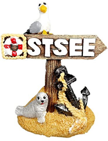 Magnet Souvenir Ostsee Möwe Robbe 8 x 6 x 1,8 cm Kühlschrankmagnet Maritim Deko GCG 3611