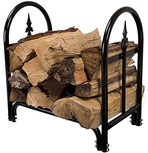 Brennholzregal Holzlager, Schmiedeeisen-Brennholzregal für den Innen- und Außenbereich, Holzregal Kaminholzhalter, zum Aufbewahren, Trocknen oder Häufen von Brennholz (Color : Black)