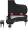 harayaa 1/6 Dollhouse Miniatur Holzklavier mit Standmodell Feengarten Und Heimdekoration, Schwarz