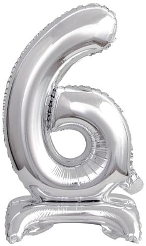 Stehballons * Gold + Silber * von Zahl 0 bis 9 als Deko für Geburtstag und Party | 38cm, für Luft | Zahlen Kindergeburtstag Partydeko Ballon Luftballon, Farbe: Silber, Größen Name: Zahl 6