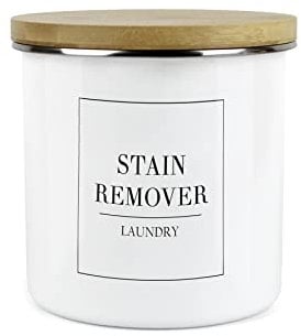 Purely Home Minimalist Range Stain Remover Storage Canister - White Metal Enamel Kitchen And Bathroom Storage Container