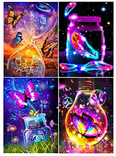 DCIDBEI DIY Diamond Painting 30x40 cm Schmetterling in Glas Diamant Painting Bilder Sanduhr Diamond Painting Bilder Federn in Glas Diamant Malerei Malen nach Zahlen