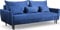 WFL GROUP Sofa mit Bettkasten - Samt Schlafsofa mit Schwarze Holzbeine - 3 Sitzer Sofa Couch mit Schlaffunktion Bettfunktion Skandinavisch Polstergarnitur - Dunkelblau
