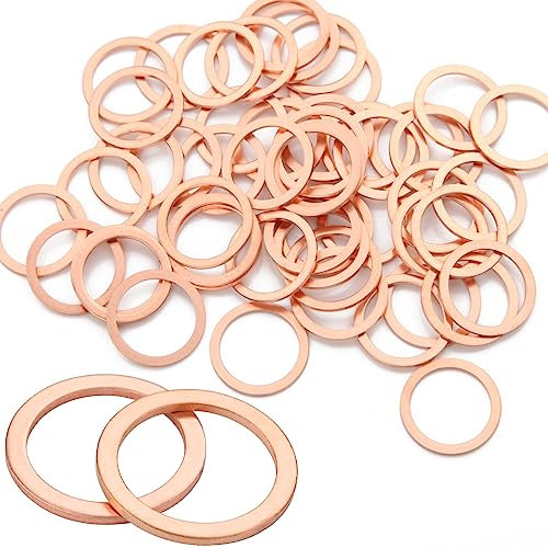 Arandelas de Metal M12 para Juntas de Cobre y Drenaje - 40 Unidades Planas para Puerta, Fijaciones de Tornillo, Sellado y Anillos Tóricos