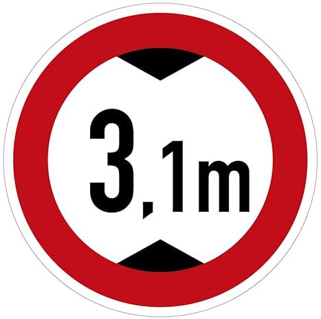 Aufkleber Verkehrszeichen „Durchfahrtshöhe 3,1“ Fahrzeuge StVO Schild Folie selbstklebend | Ø5-30cm Made in Germany, Größen Name: Ø5 cm
