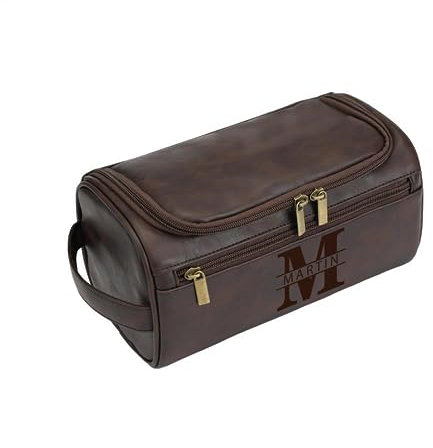 Trousse de Toilette en Cuir personnalisée avec nom gravé Trousse de Voyage en Cuir Trousse de Toilette de Grande capacité pour Papa Trousse de Toilette pour Le Rasage Cadeau de la fête des pères