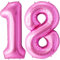 FUNFEST Palloncini rosa per il 18° compleanno da 100 cm – Decorazione per palloncini di compleanno – Include palloncino XL per il 18° compleanno e cannuccia – Mosche con elio