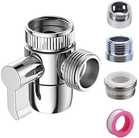 3 Wege Wasserhähn Umschaltventil, 3 Wege Wasserhahn Umschaltventil Adapter Umschaltventil mit Adapter für M22 M24 G1/2 Wasserhähn