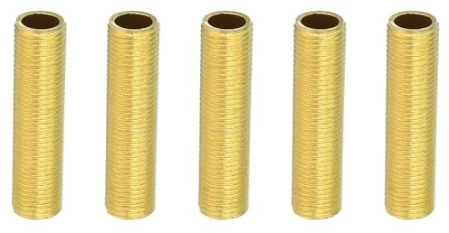 PATIKIL M10 Feines Gewinde Lampenröhre 5 Pack 40mm Gewinde Hohlrohr Adapter Messing Kupplung Verbinder Rohranschluss