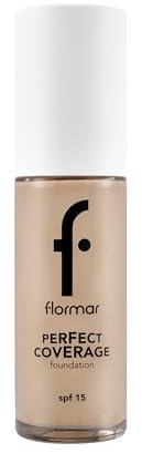 Flormar Perfect Coverage Foundation 135 Hazel - Flüssige Foundation mit hoher Deckkraft & SPF15 – Langanhaltendes, feuchtigkeitsspendendes Make-up für trockene & reife Haut – 101 Pastelle Np