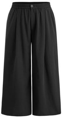 CIDER Solide Hose mit hoher Taille, plissiert, weites Bein, Curve & Plus, Schwarz, 0X