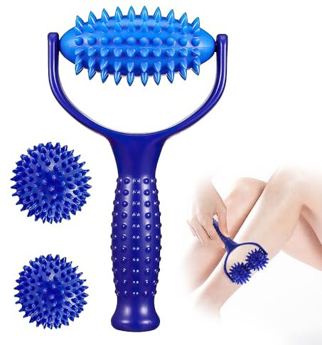 YANGUN 3 Stücke Massagebälle Massage Roller, Massageroller mit Noppen, Premium Igelball Fußmassage mit Griff, Massagerolle Igelball für Rücken Beine Füße Hände Muskelschmerzen