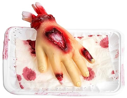 WOONEKY Halloween Fake Hand Prop Realistic Severed Body Part Decoration for for Halloween Carnival and April Fool Day Celebrations Adds Spooky Atmosphere