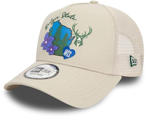 New Era Adjustable Mesh Trucker Cap - State Milwaukee Bucks