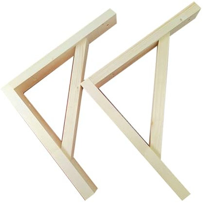 2 pièces Support d'étagère flottante Bois massif naturel,Equerre Murale de cloison murale trépied Cadre Montage mural Tablette Flottante Pour Cuisine,Jardin,Support Etagere Bois (17cm)