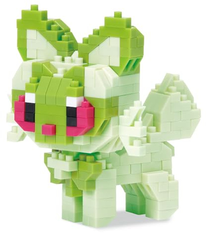 Bandai - Nanoblock - Felori (Sprigatito) - Pokémon - Mini-Bausteinfigur - Konstruktionsspiel - Bausatz für Felori-Pokémon-Figur im Pixel-Stil - Baukit Spielzeug für Kinder ab 12 Jahren - NBPM01